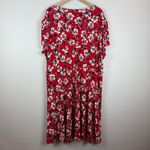 Leota Dress Women's 5X Red Floral Faux Wrap Surplice Neck Cottagecore Prairie Photo 2