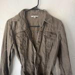 CAbi ‎ Jacket Womens Medium Brown Belted Utility Safari Linen Button Up Pockets Photo 1