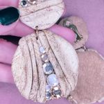 463. Vintage Leather Bling CLIP ONS Tan Photo 2