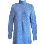 ZARA  Pullover Knit Ribbed Short Sweater Dress Mock Neck Light Blue Color XS Photo 1