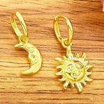Gold Sun and Moon Mismatched Earrings Photo 0