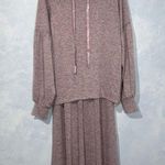 Lann Gy by Guiliana Heather Pink Hooded Wide Leg Lounge Sweatsuit Oversize S/XS Photo 0