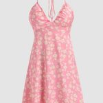 ZARA  Pink Satin Effect Flower Print Mini Dress Photo 7