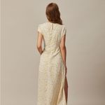 RIHOAS The Yellow Round Neck Floral Midi Dress 74 Orange Size M Photo 3