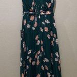 Lulus Lulu’s Teal Floral Print Pleated Open Back Maxi Dress Size L Photo 1