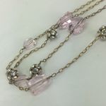 J.Crew  32" long necklace pink glass rhinestones gold chain disco ball Photo 1