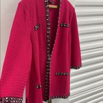 Misook  Plus Size 3/4-sleeve Tweed Trim Jacket In Rhubarb Black Photo 4