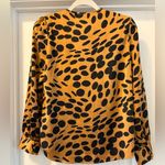 J.Crew  Women's Ruffle Front Satin Top - Black and Tan Size Small V-Neck Photo 4