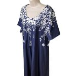 Womens Hawaian Style Shift Dress Noracora Floral u Size XXL 14 Modest Round Nec Blue Photo 3