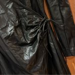 ZARA  Vegan Faux Leather Sweatheart Neck Long Sleeve Mini Wrap‎ Dress Size Medium Photo 10