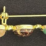 Gemstone & goldtone EUC brooch with 3 genuine carved gemstone Egyptian scarabs Gold Photo 4