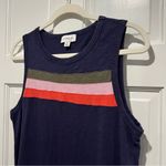 Evereve  Bailey Tank Dress Medium Sleeveless Cotton Navy Blue Stripes Photo 3