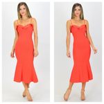 Likely Johnna Sweetheart Neckline Midi Dress Size 0 Orange Cocktail Wedding Photo 1