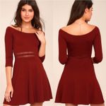 Lulus ‎ Yes to the Mesh Wine Red Half Sleeve Skater Mini Dress Size S Photo 1