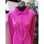 Hot Pink Pleated Lounge Set Button Top Wide Leg Pants 2 Photo 6