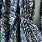 Diane Gilman Vintage silk navy, purple, and green paisley robe Photo 5