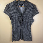 White House | Black Market  Size Large Cap Sleeve‎ Front Tie Vneck Blouse Career Photo 0