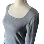 Ann Taylor Vintage Pullover Silk Blend Size M Silver Metallic Square Neckline Photo 2