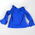 Anthropologie Everly long sleeve ruffled royal blue small Photo 5