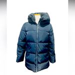 ZARA Down Navy Blue Funnel Neck Water Repellant Hooded
Puffer Anorak Coat Size S Photo 4