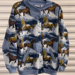 Blair  Cardigan Jacket Blue Brown Horse Print Size Small Photo 0