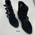 Womans Dolce Vita TAE Black Suede Strappy Heel Ankle Boots Size 7 M Photo 0