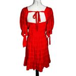 Cinq à Sept Red Puff Sleeve Babydoll Mini Dress M | Festive Holiday Party Resort Size M Photo 2