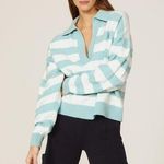 Tanya Taylor Maise Blue White Stripe Collared Pullover Sweater XS Photo 0