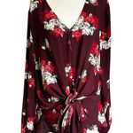 Maurice's  Maroon Floral V-Neck Top Women's Blouse Size Medium | 57-23 Photo 0