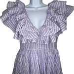 ASOS LUXE Plunge Triple Ruffle Romper In Lilac Gingham Organza Worn Once Size 10 Photo 2