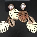 Nicole Miller New  Pearl Palm Leaves & Pave Earring Photo 0