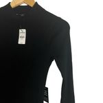 EXPRESS  Black Ribbed Knit Long Sleeve Mock Neck Asymmetric Sweater Midi Dress M Photo 5