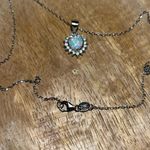 Sterling Silver Lab Fire Opal & CZ 925  Heart Necklace Photo 5