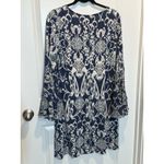 MSK Blue Floral Long Bell Sleeve Dress Medium Work Office Party M Photo 4