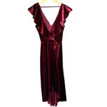AQUA NWT  Zinfandel Deep Wine Red Stretch Velvet Ruffled Dress Size Small Photo 2