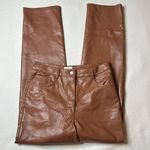 Aritzia  Wilfred Vegan Leather Melina Straight Leg Pant in Brown Photo 3