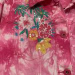Diane Gilman Pink White Tie-Dye Flowers Butterfly & Palm Tree Medium Jacket 1808 Photo 2