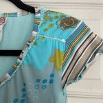 Y2K Oilily Womens Maxi Dress Floral Print Striped Trim Blue Size M Lined Whimsy Size M Photo 5