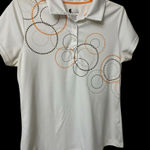 IZOD  Perform Xtreme function golf cool-fx polo Sz M Retro Circles Orange Brown Photo 0