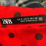 ZARA  Red Satin Maxi Skirt With Black Polka Dots Blogger Favorite Small Photo 2