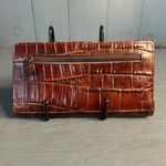 Brighton  Vintage Leather Bifold Wallet Brown Black Slip zip pockets Silver logo Photo 3