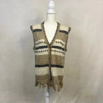 Westbound Vintage  Women's Large Beige Fringed Edge Wool‎ Blend Sweater Vest Photo 1