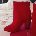 Shoedazzle NIB Lisa size 6 beautiful Red Jeweled ankle Boots with 4” heel Photo 4