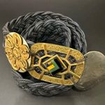 Vintage BAER SF Hammered Mixed Metal Boho Bohemian Woven Braided Belt One Size Black Photo 3