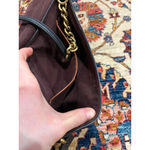 Coach  Black Pebbled Leather Turnlock Crossbody Shoulder Bag Brass Chain Photo 11