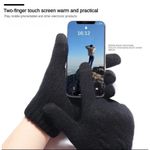 Unisex Thermal Warm Thick Fleece Lined Touchscreen Gray Knit Gloves NEW‎ Winter Photo 2