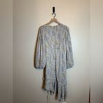 O.P.T One Pretty Time Floral Chiffon Ruched‎ Puff Sleeve Dress Blue Size L Photo 6