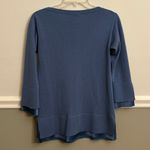 Lafayette 148 Cornflower Blue Cashmere Faux Silk Trim Sweater Top Extra Small P Size XS Photo 2