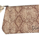 Toluca Zip Top Cosmetic Travel Bag Neutral Snake Print Animal Print Tropical NWT Tan Photo 0