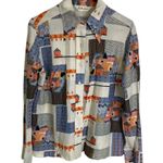 1970s Vtg Womens Shirt Large Lady Manhattan Long Sleeve Button Up Tulip Teacher Blue Photo 1